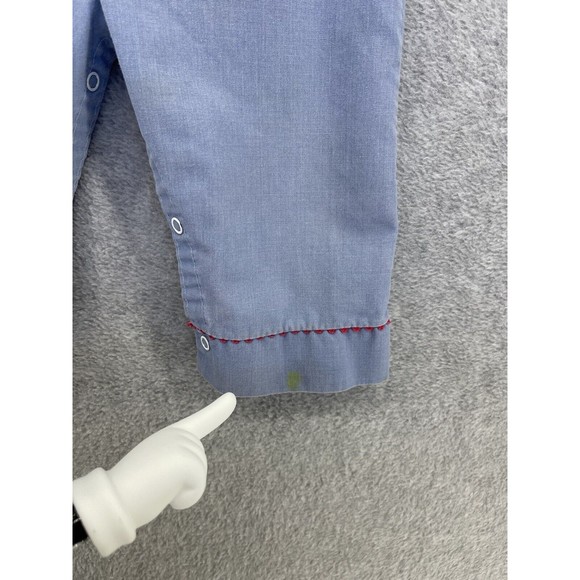 Thomas Baby Girl's Coverall Large Vintage Blue Lamb Patch Snap Button bottom - Picture 11 of 14